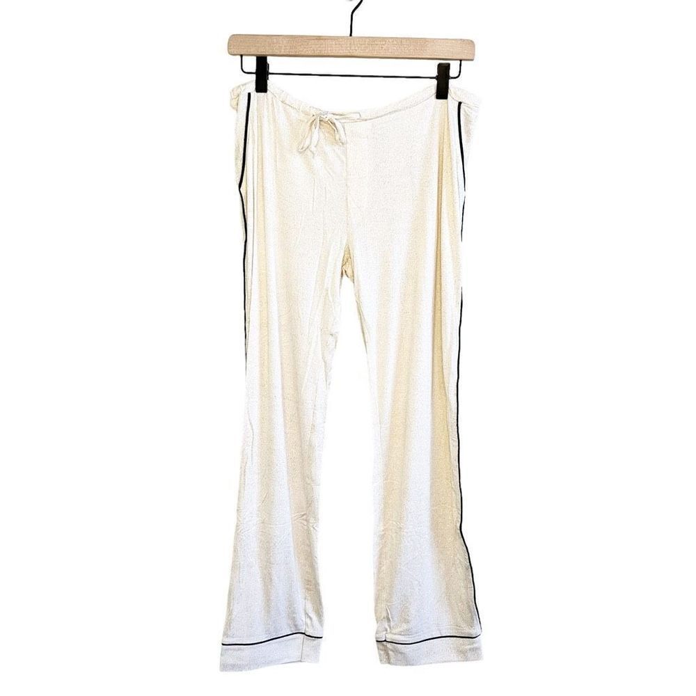 Chaser Lounge‎ Pants Cream Size Medium Gold Glitter Polka Dot Pajama Bottoms